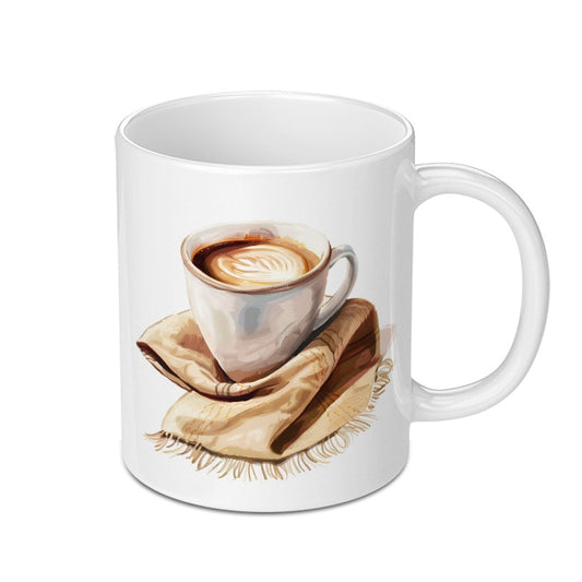 Coffee Mug Art, Latte Design, Cozy Scarf, Unique Coffee Lover Gift, Drinkware Mug, Morning Mug, Gift for Friend, Coffee Art Mug - Tawshia