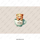 Teddy Bear Tumbler, Hello Spring Tumbler, Cute Bear in Cup Tumbler, Spring Tumbler, Kawaii Tumbler, Gift for Her, Tumbler with Straw - Tawshia