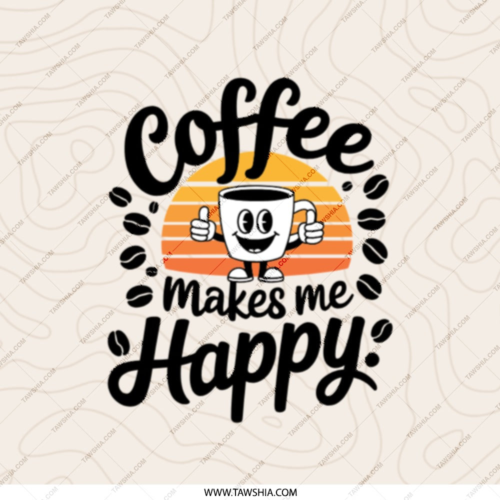 Coffee Makes Me Happy Mirror, Cute Coffee Lover Gift, Compact Mirror, Funny Coffee Design, Gift for Her, Everyday Mirror, Pocket Mirror - Tawshia