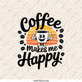 Coffee Makes Me Happy Mirror, Cute Coffee Lover Gift, Compact Mirror, Funny Coffee Design, Gift for Her, Everyday Mirror, Pocket Mirror - Tawshia