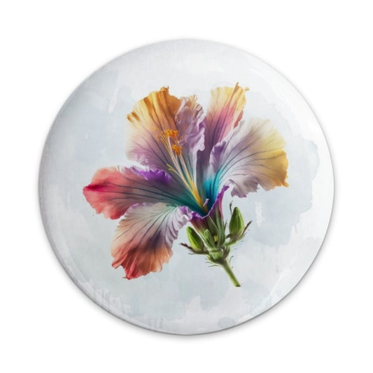 Colorful Hibiscus Pinback Button, Floral Badge, Watercolor Flower Button, Tropical Bloom Pin, Elegant Flower Art, Decorative Pinback Button - Tawshia