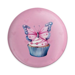 Butterfly Cupcake Pinback Button, Cute Food Pin, Pink Button, Kawaii Badge, Gift for Baker, Party Favor, Collectible Pin, Adorable Button - Tawshia