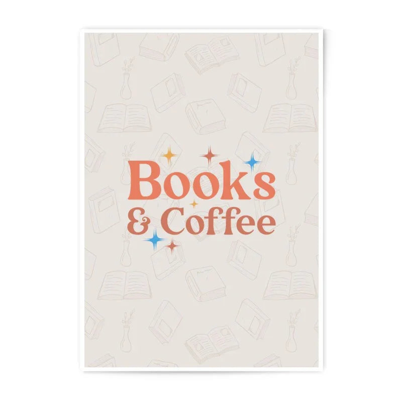 Books and Coffee Photographic Print, Literary Art Print, Cozy Aesthetic Photo, Book Lover Gift, Reading Room Decor, Home Library, Cafe Art - Tawshia