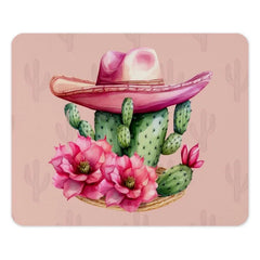 Cactus MousePad, Floral Mouse Pad, Pink Cowboy Hat, Desert Decor, Western Mousepad, Botanical Desk Accessory, Office Gift, Cute Mousepad - Tawshia