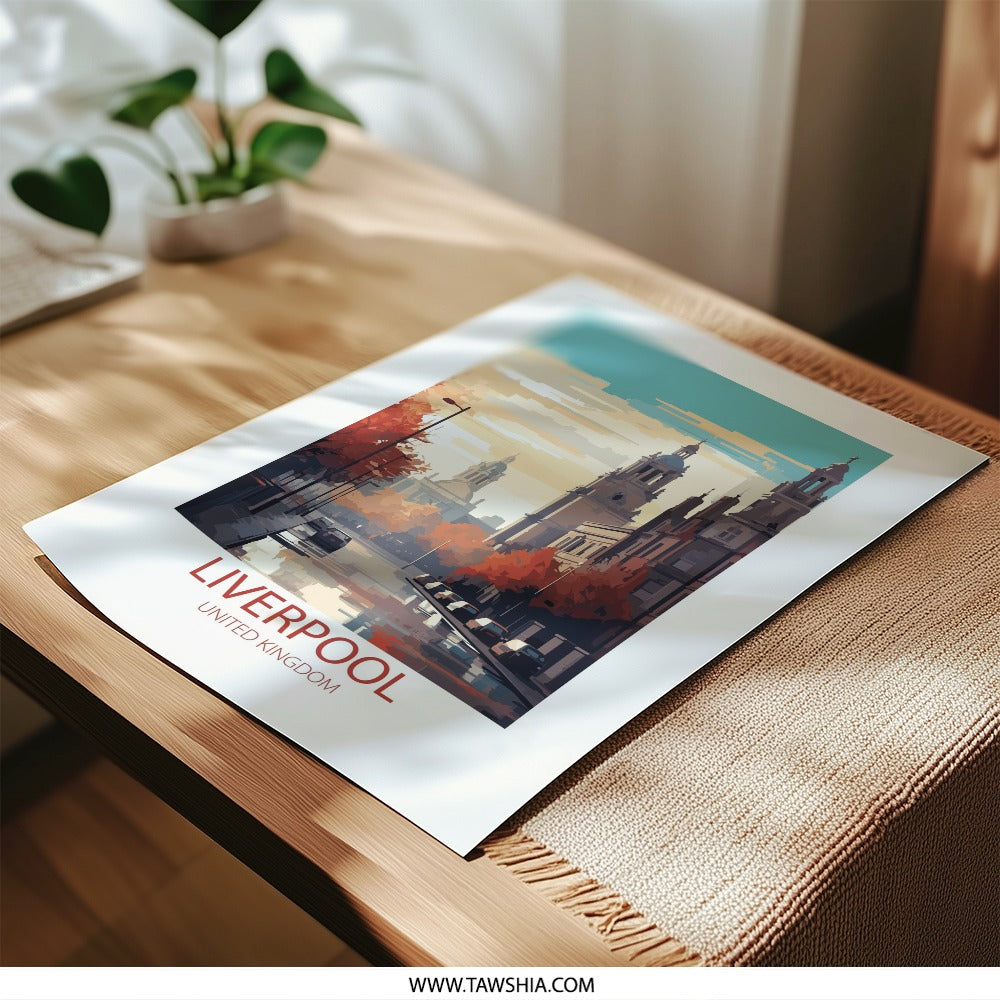 Liverpool UK Photographic Print, Cityscape Art, Travel Poster, European City, Unique Wall Art, Home Decor, Landmark Print - Tawshia