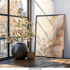 Abstract Ink Wall Art, Neutral Tones Decor, Modern Art Print, Beige Brown Wall Decor, Minimalist Art, Home Decor, Office Art (139) - Tawshia