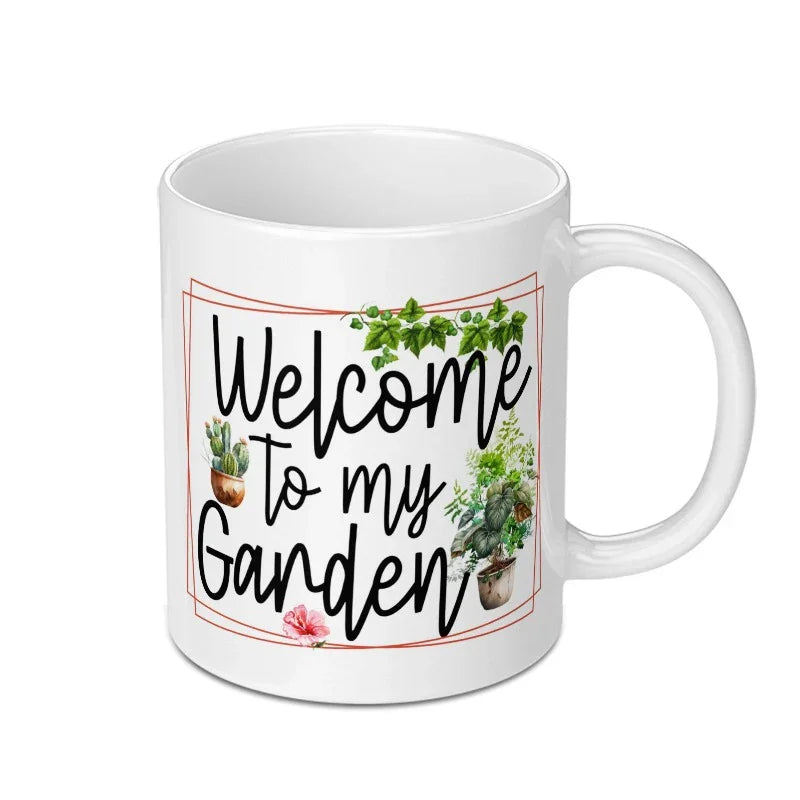 Welcome to My Garden Mug, Plant Lover Gift, Gardening Coffee Mug, Home Decor, Gift For Gardener, Cute Plant Mom Mug, Houseplant Mug - Tawshia