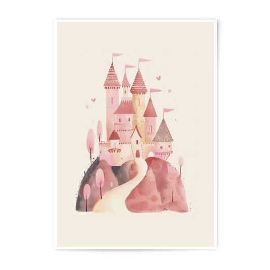 Pink Castle Photographic Print, Fairy Tale Art, Princess Castle Decor, Fantasy Castle Art, Whimsical Wall Art, Childrens Room Art - Tawshia