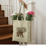 Cute Elephant Tote Bag, Animal Lover Gift, Kids Tote, Cartoon Elephant Design, Unique Tote Bag, Eco Friendly Bag - Tawshia