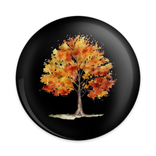 Fall Tree Pinback Button, Autumn Leaves Button, Watercolor Tree Button, Seasonal Gift, Nature Lover Pin, Colorful Tree Design - Tawshia