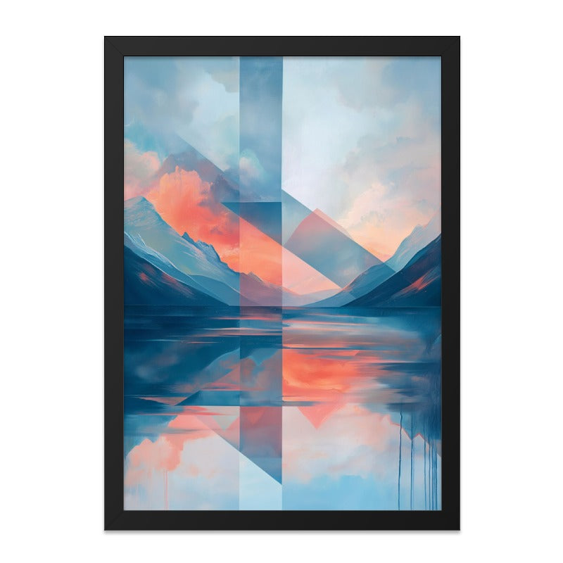 Abstract Mountain Wall Art, Geometric Landscape Print, Modern Lake Art, Contemporary Wall Decor, Abstract Nature Wall Decor - Tawshia