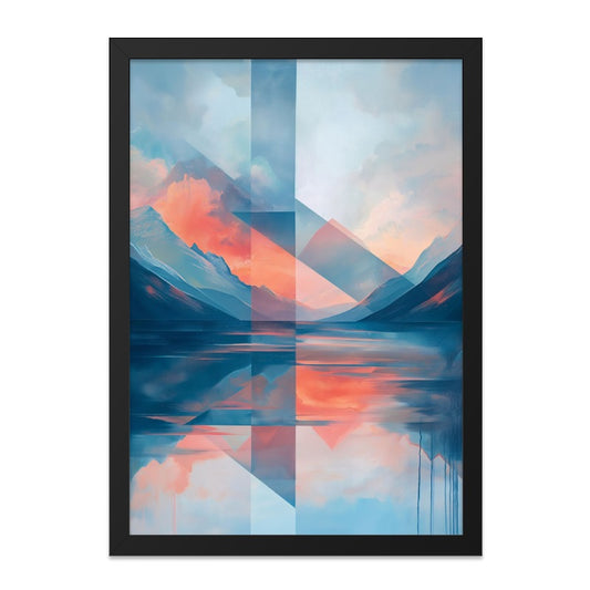 Abstract Mountain Wall Art, Geometric Landscape Print, Modern Lake Art, Contemporary Wall Decor, Abstract Nature Wall Decor - Tawshia