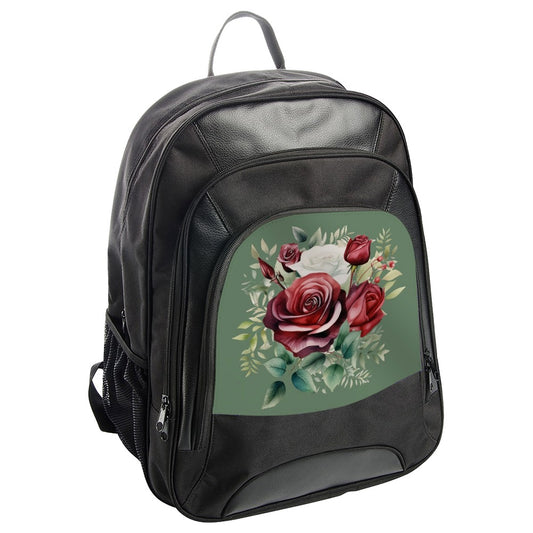 Floral Rose Bouquet BackPack, Elegant Botanical School Bag, Stylish Flower Art Rucksack, Everyday Travel Back Pack, Gift for Her BackPack - Tawshia