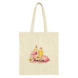 Spa Day Tote Bag, Relaxation Gift, Cosmetic Bottle, Soap Bar, Floral Design, Self Care Gift, Everyday Bag, Shopping Bag, Gift for Her - Tawshia