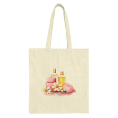 Spa Day Tote Bag, Relaxation Gift, Cosmetic Bottle, Soap Bar, Floral Design, Self Care Gift, Everyday Bag, Shopping Bag, Gift for Her - Tawshia