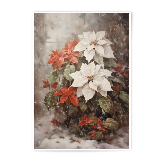 Poinsettia Photographic Print, Christmas Flower Art, Winter Holiday Decor, Seasonal Botanical Wall Art, Floral Photography - Tawshia