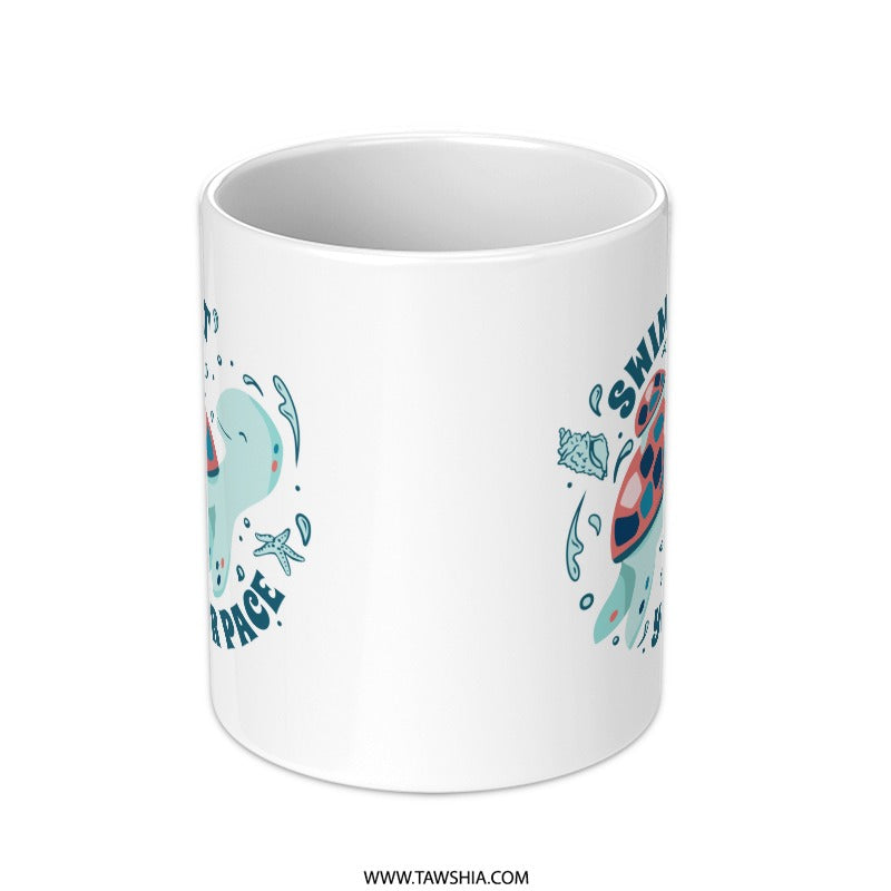 Whale and Turtle Design Printed White Mug product