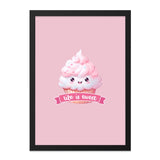 Cute Cupcake Wall Art, Kawaii Dessert Print, Life is Sweet Decor, Pink Foodie Art, Nursery Wall Decor, Kids Room Art, Sweet Treat Art - Tawshia