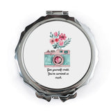 Camera Pocket Mirror, Floral Pocket Mirror, Inspirational Quote, Gift For Her, Encouragement Gift, You've Survived So Much - Tawshia