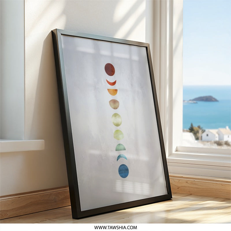 Moon Phases Wall Art, Celestial Decor, Modern Art Print, Lunar Cycle, Astronomy Gift, Minimalist Home Decor - Tawshia