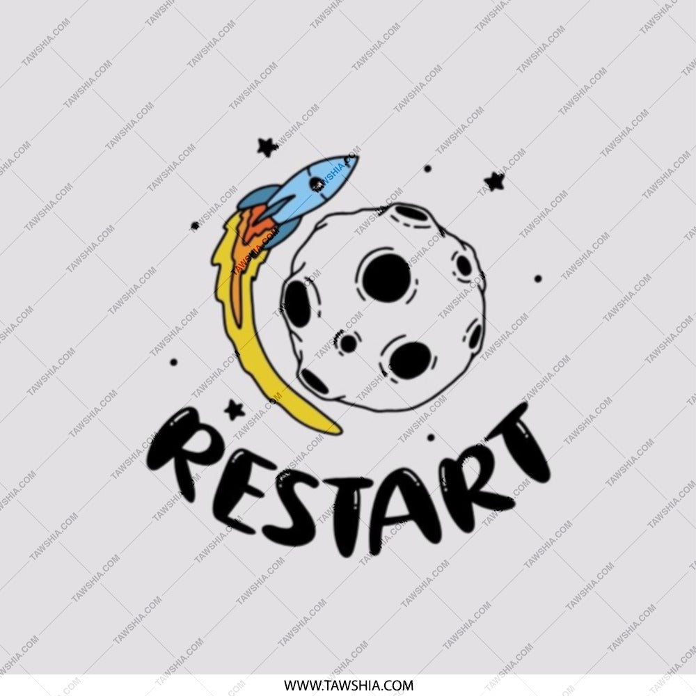 Restart Pocket Mirror, Rocket and Moon Travel Mirror, Funny Quote Compact Mirror, Unique Portable Mirror, Gift for Space Lovers - Tawshia