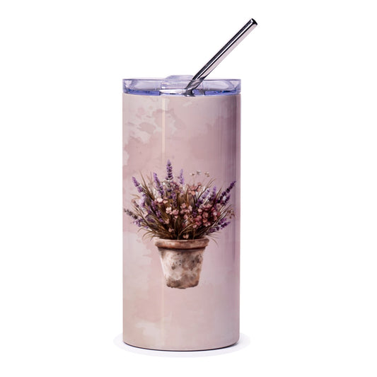 Lavender Tumbler, Floral Tumbler, Flower Tumbler, Watercolor Tumbler, Plant Lover Gift, Cute Tumbler, Tumbler for Her, Floral Tumbler Gift - Tawshia