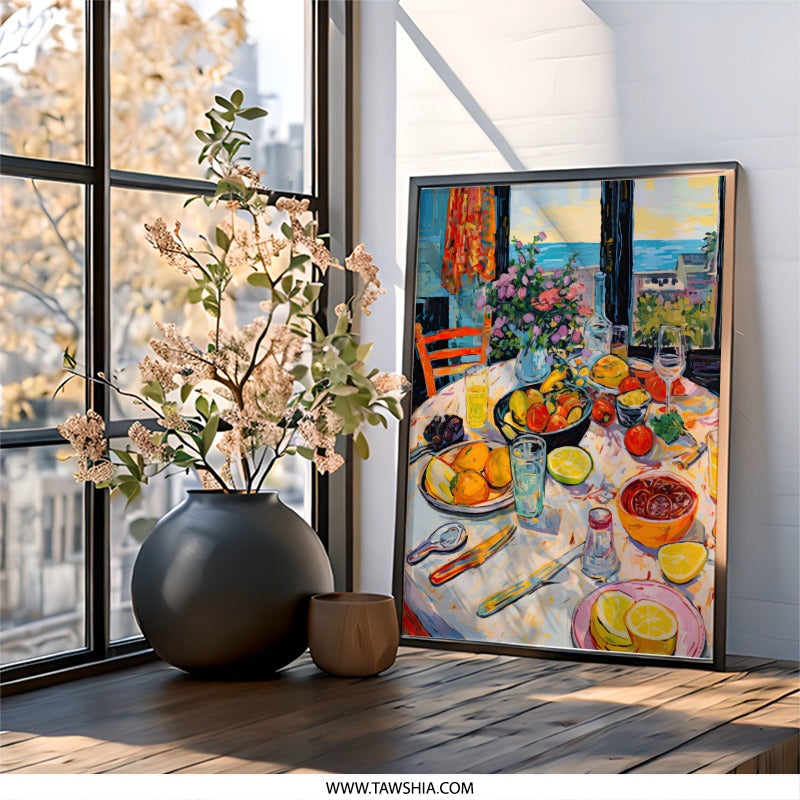 Still Life Wall Art, Impressionist Painting Print, Food Art Decor, Kitchen Wall Decor, Fruit and Flowers Art, Dining Room Art Print - Tawshia