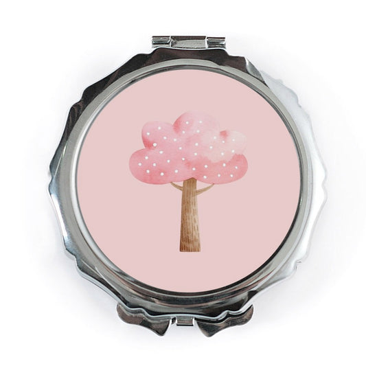 Pink Tree Pocket Mirror, Cute Makeup Mirror, Travel Mirror, Compact Mirror, Gift for Her, Handbag Mirror, Cosmetic Mirror - Tawshia