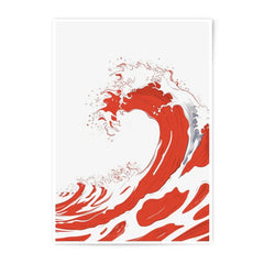 Red Wave Photographic Print, Japanese Art Inspired, Ocean Wave Art, Minimalist Wall Decor, Home Decor, Unique Art Print - Tawshia