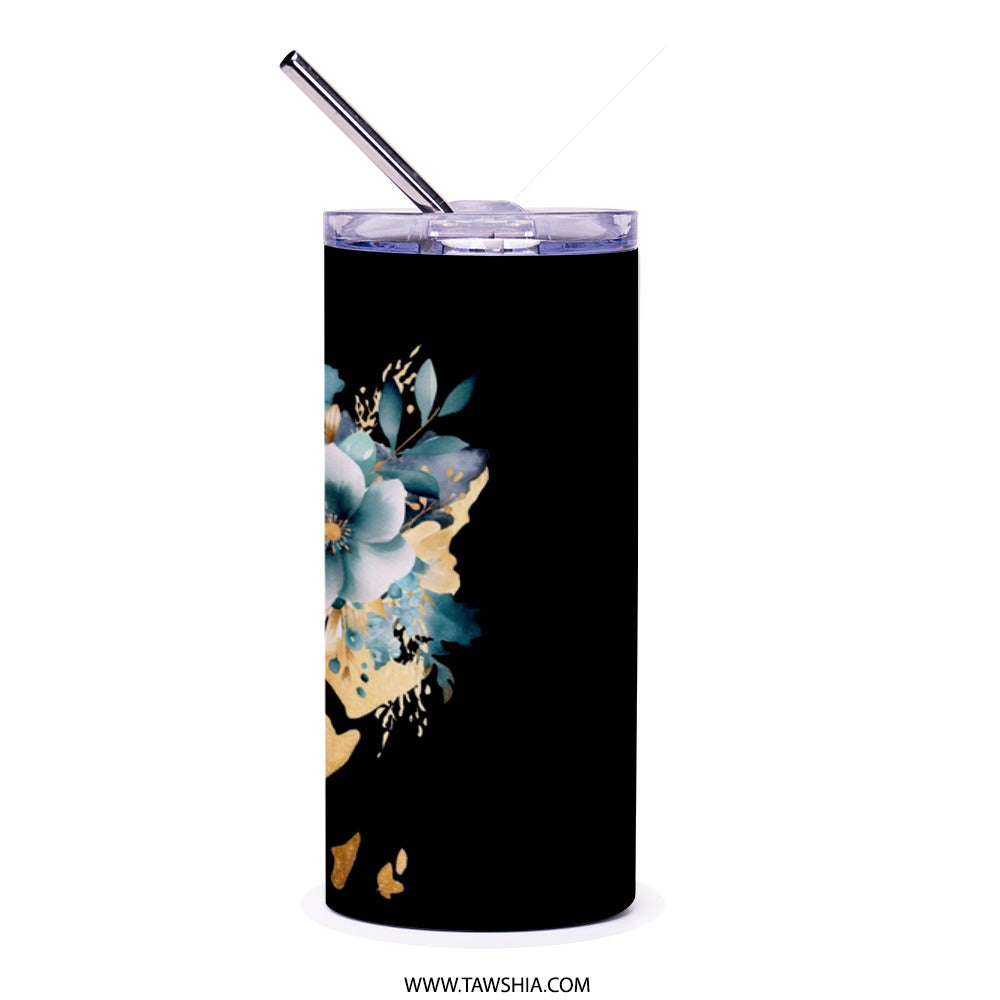 Floral Africa Map Tumbler, Travel Tumbler, Elegant Tumbler, Trendy Tumbler, Gift Idea, Stylish Drinkware, Unique Design Tumbler - Tawshia