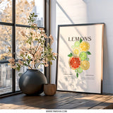 Lemon Wall Art, Citrus Print, Kitchen Decor, Fruit Art Print, Modern Home Decor, Botanical Wall Art, Refreshing Artwork - Tawshia