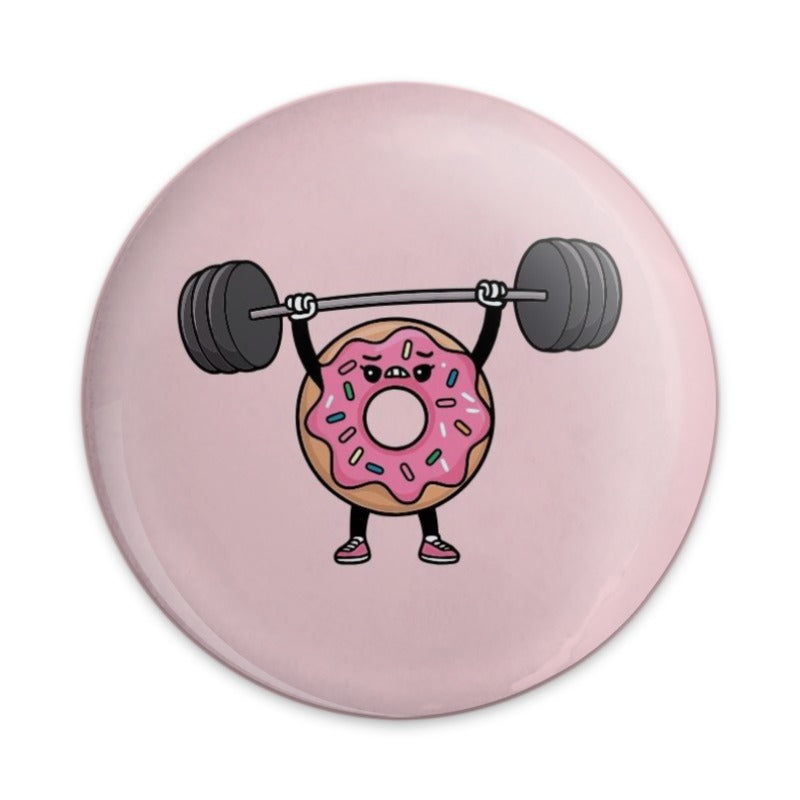 Funny Donut Gym Pinback Button, Cute Weightlifting Doughnut Badge, Fitness Humor Button, Gift For Gym Goers, Baker Gift, Foodie Button - Tawshia