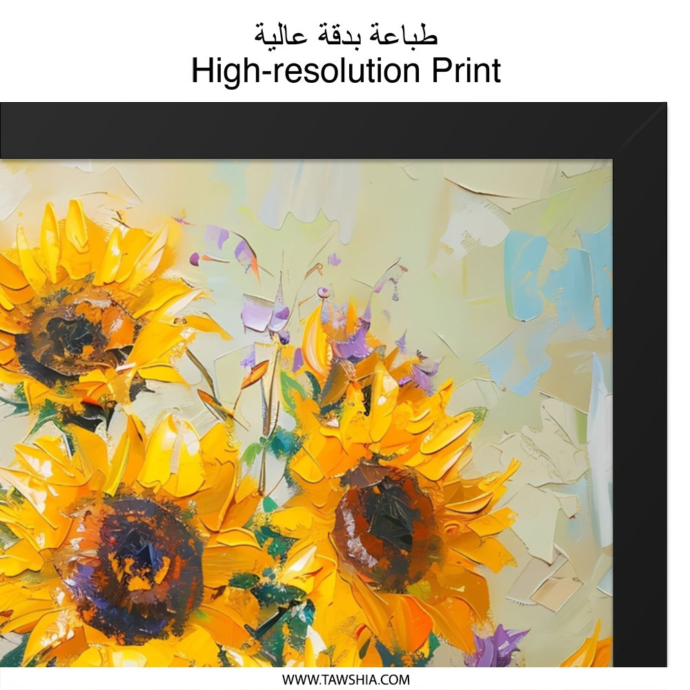 Sunflower Painting Wall Art, Floral Wall Decor, Sunflower Bouquet Art, Flower Vase Print, Bright Wall Art, Home Decor, Art Print - Tawshia