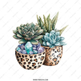 Succulent Tote Bag, Leopard Planter Bag, Crystal Accent Tote, Plant Lover Gift, Unique Design Tote, Stylish Everyday Bag - Tawshia