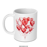 Heart Balloons Mug, Valentine's Mug, Romantic Gift Mug, Love Heart Mug, Anniversary Mug, Heart Mug, Gift For Her, Gift For Him - Tawshia