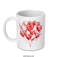 Heart Balloons Mug, Valentine's Mug, Romantic Gift Mug, Love Heart Mug, Anniversary Mug, Heart Mug, Gift For Her, Gift For Him - Tawshia