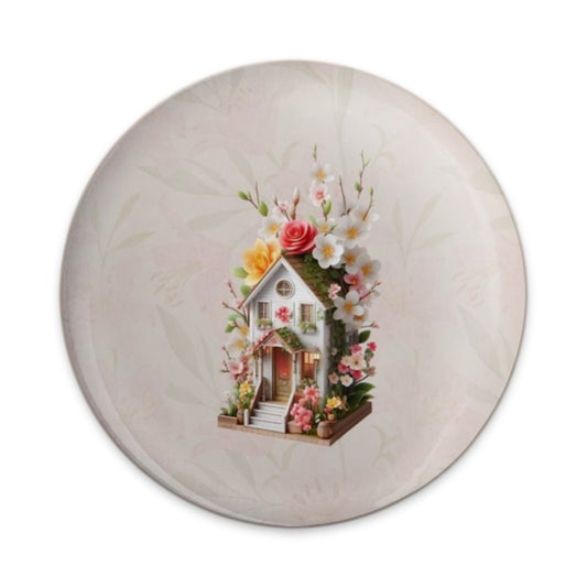 Floral House Pinback Button, Cottagecore Button, Spring Decor Button, Floral Art Button, Garden Lover Gift Pinback Button - Tawshia
