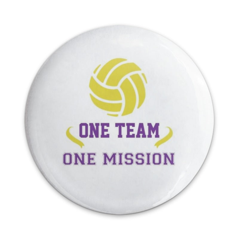 Volleyball Pinback Button, One Team One Mission Pin, Sports Team Pin, Team Spirit Button, Motivation Pin, Gift for Volleyball Player - Tawshia