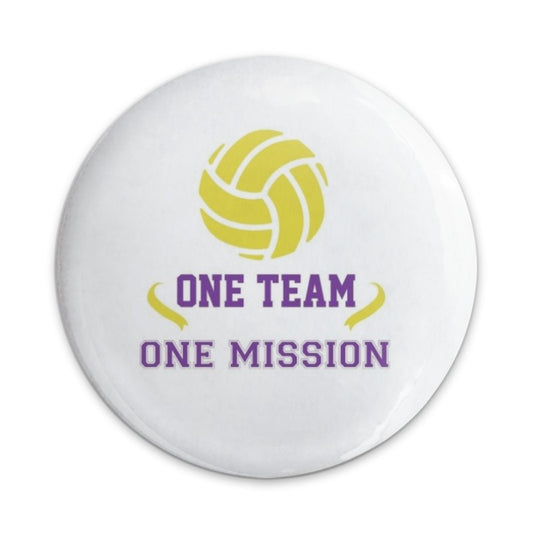 Volleyball Pinback Button, One Team One Mission Pin, Sports Team Pin, Team Spirit Button, Motivation Pin, Gift for Volleyball Player - Tawshia