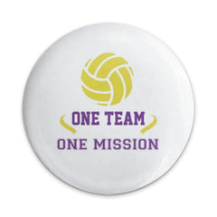 Volleyball Pinback Button, One Team One Mission Pin, Sports Team Pin, Team Spirit Button, Motivation Pin, Gift for Volleyball Player - Tawshia