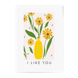 I Like You Photographic Print, Floral Art Print, Yellow Flowers in Vase, Botanical Wall Art, Minimalist Home Decor, Flower Photography - Tawshia