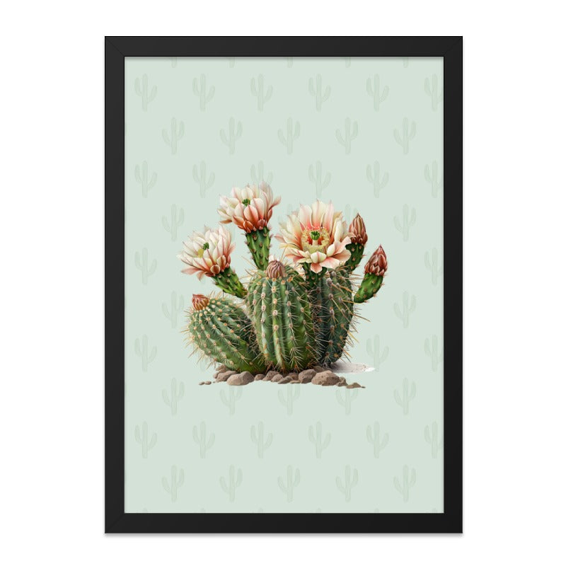 Blooming Cactus Framed Wall Art, Desert Flower Print, Botanical Art, Southwest Decor, Home Decor, Trendy Wall Art, Ready to Hang Art - Tawshia