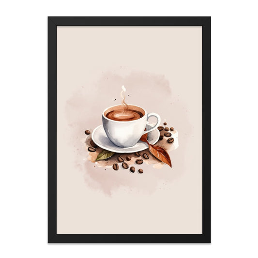 Coffee Cup Framed Wall Art, Watercolor Coffee Painting, Kitchen Wall Decor, Coffee Lover Gift, Minimalist Art, Housewarming Gift - Tawshia