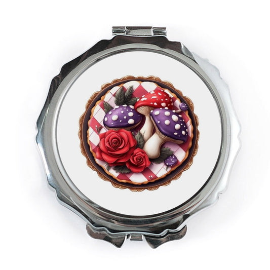 Mushroom Pocket Mirror, Cottagecore Mirror, Floral Mirror, Novelty Compact Mirror, Aesthetic Makeup Mirror, Gift Idea - Tawshia