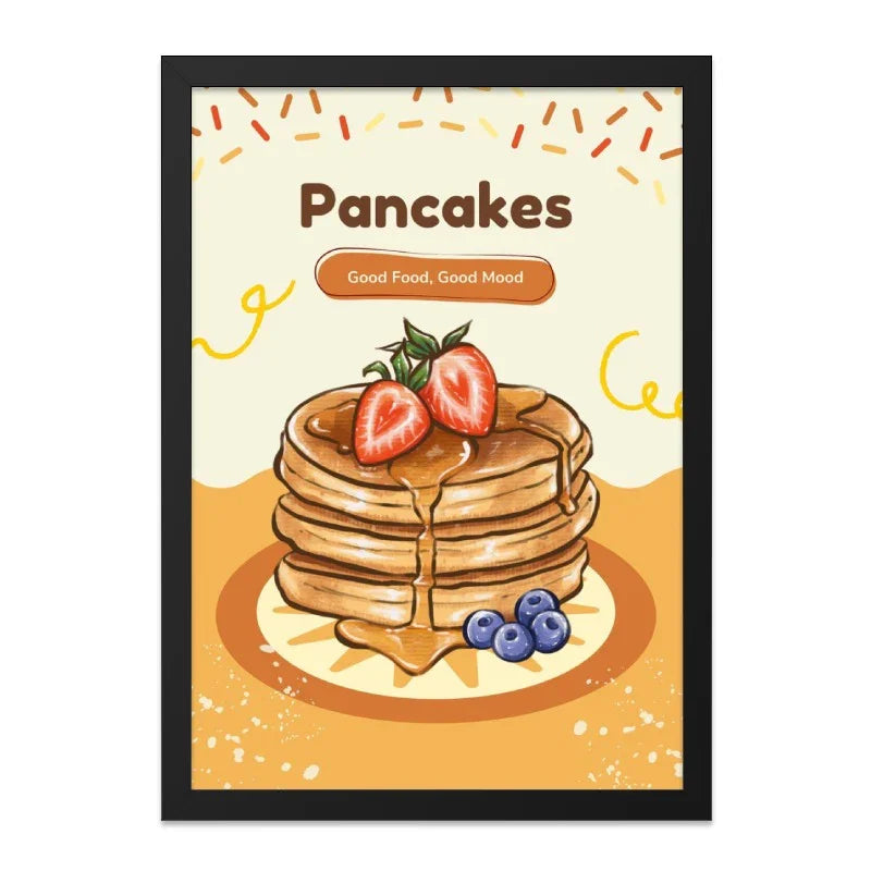 Pancakes Wall Art, Food Illustration Print, Breakfast Decor, Kitchen Wall Art, Good Food Good Mood, Cute Art Print, Pancakes Art - Tawshia