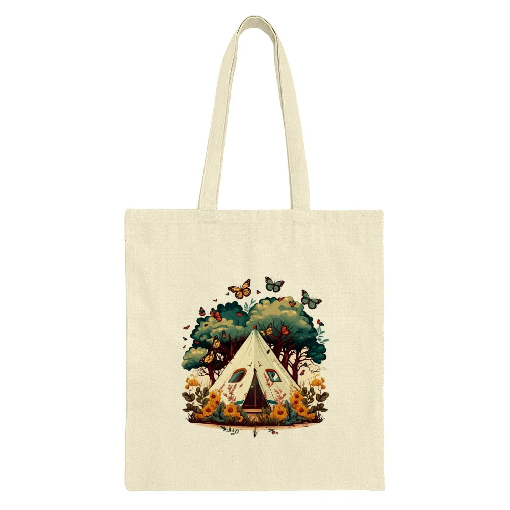 Camping Tote Bag, Butterfly Tote Bag, Outdoors Tote Bag, Boho Tote Bag, Floral Print Tote, Nature Lover Gift, Stylish Tote Bag, Travel Bag - Tawshia