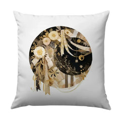 Floral Moon Pillow, Celestial Art Throw Pillow, Elegant Decorative Pillow, Home Decor Accent Pillow, Living Room Pillow, Bedroom Cushion - Tawshia