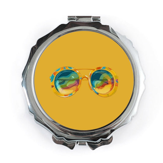 Retro Sunglasses Pocket Mirror, 70s Style Mirror, Colorful Compact Mirror, Funky Accessories, Hippie Gift, Travel Mirror - Tawshia