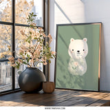 Floral Bear Wall Art, Cute Animal Print, Nursery Decor, Baby Room Art, Kids Wall Decor, Pastel Artwork, Woodland Creature Art - Tawshia