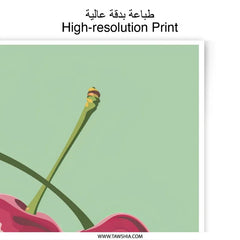 Cherry Photographic Print, Fruit Illustration, Kitchen Decor, Minimalist Art, Modern Wall Art, Food Photography, Pop Art Print, Summer Print - Tawshia